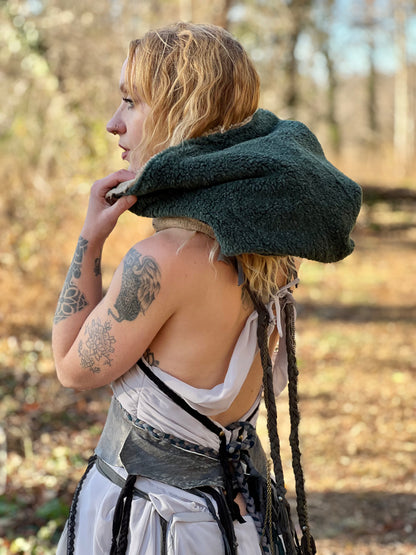 Reversible Forest & Tan Berber Wool Hood