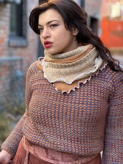 Mixed Knitted Cowl Sweater