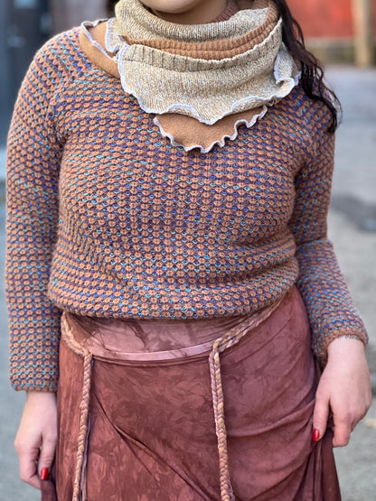 Mixed Knitted Cowl Sweater