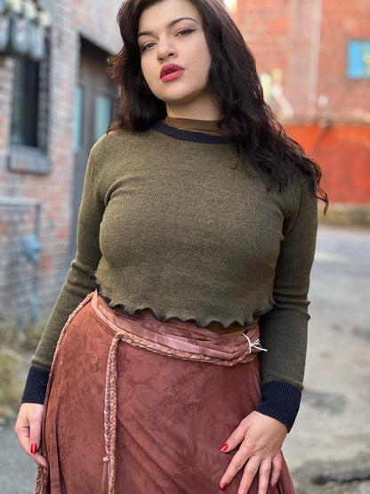Deep Olive Crop Sweater