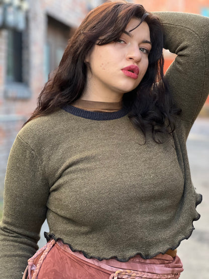 Deep Olive Crop Sweater