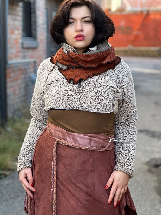 Faux Sherpa High Crop Layer Sweater