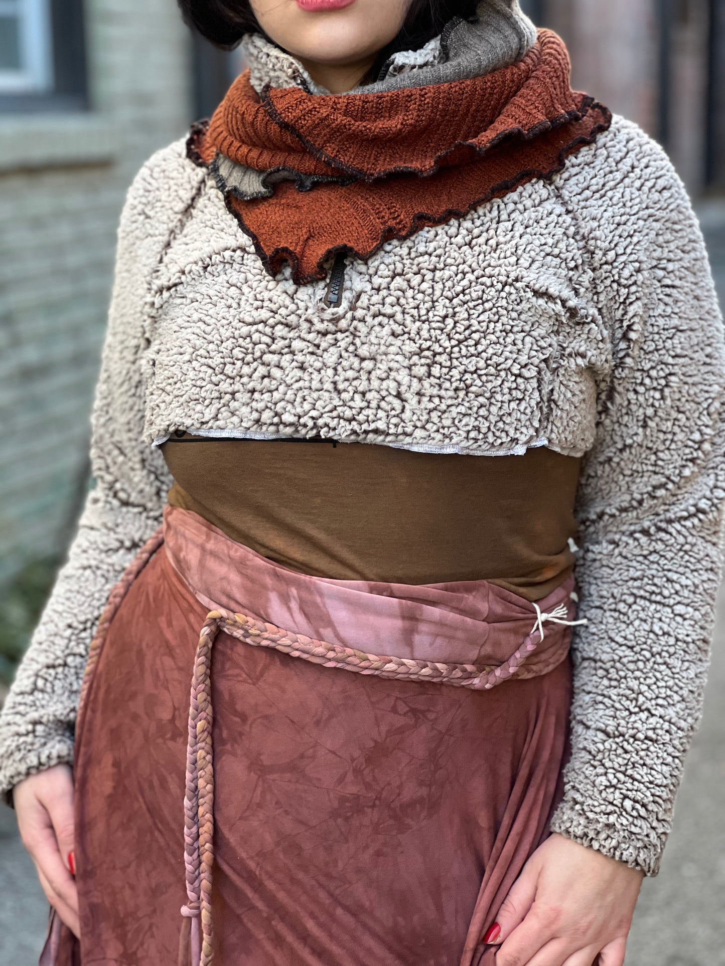 Faux Sherpa High Crop Layer Sweater