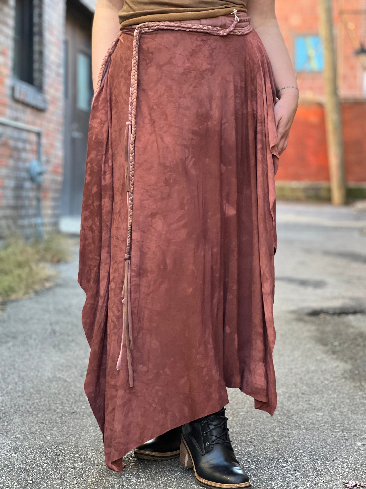 Deep Mauve Dyed Bamboo Maxi Skirt / Dress