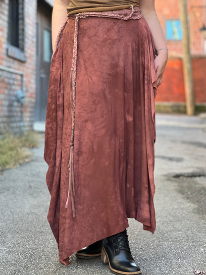 Deep Mauve Dyed Bamboo Maxi Skirt / Dress