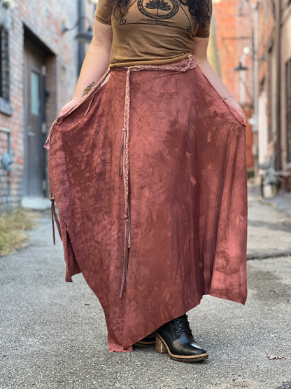 Deep Mauve Dyed Bamboo Maxi Skirt / Dress