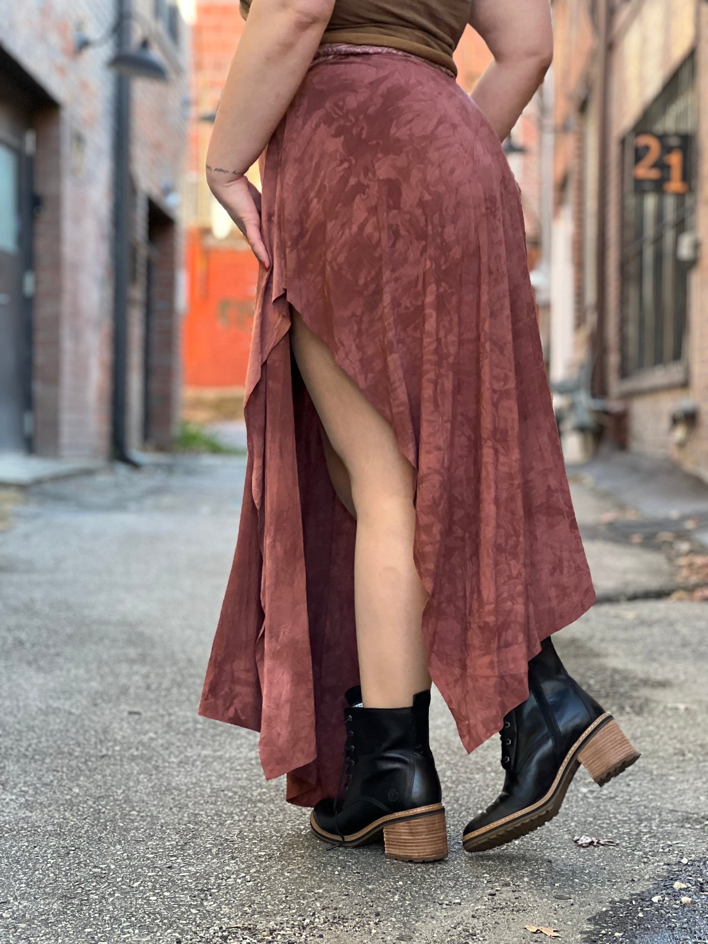 Deep Mauve Dyed Bamboo Maxi Skirt / Dress