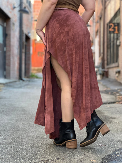 Deep Mauve Dyed Bamboo Maxi Skirt / Dress