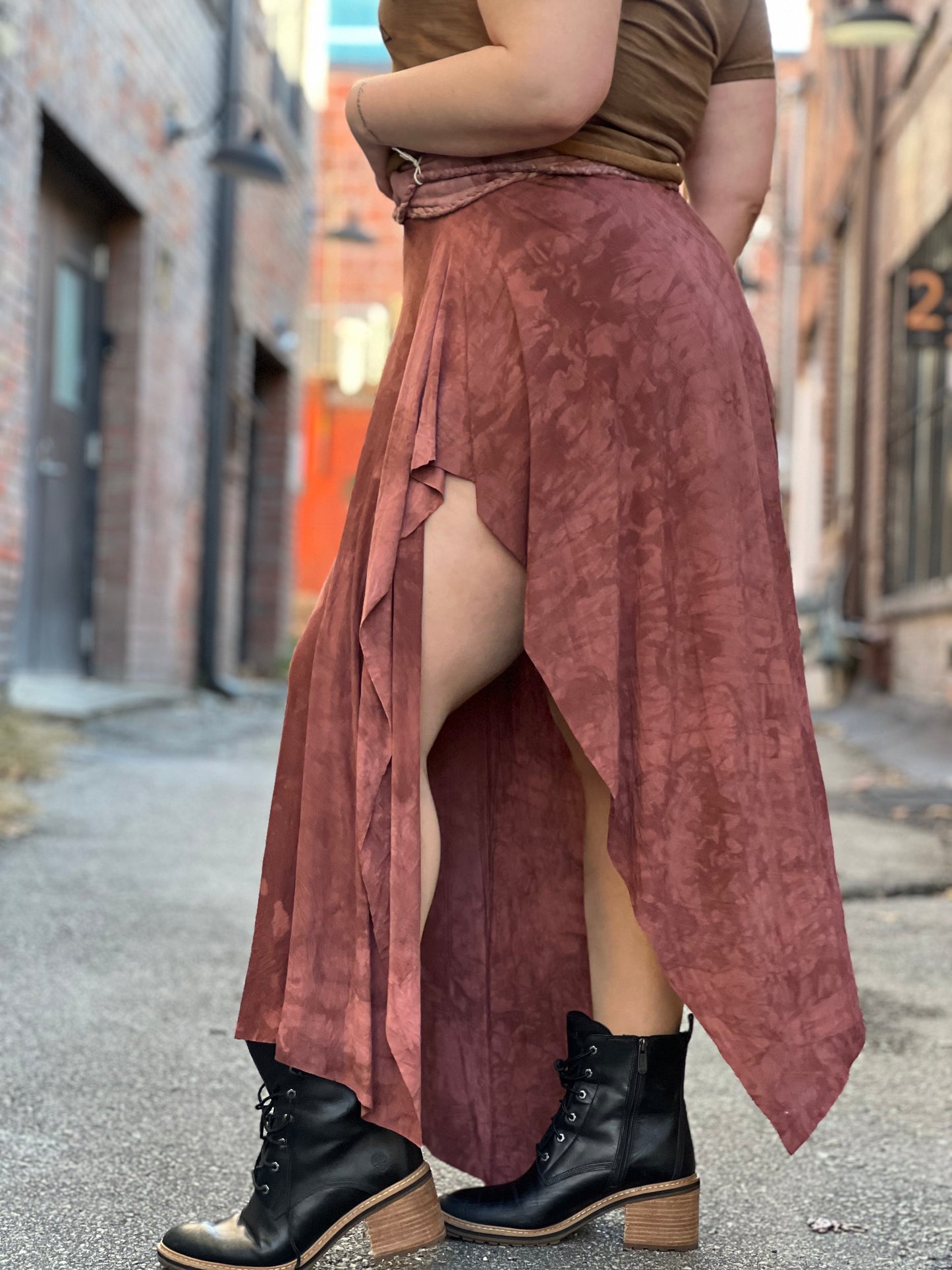 Deep Mauve Dyed Bamboo Maxi Skirt / Dress