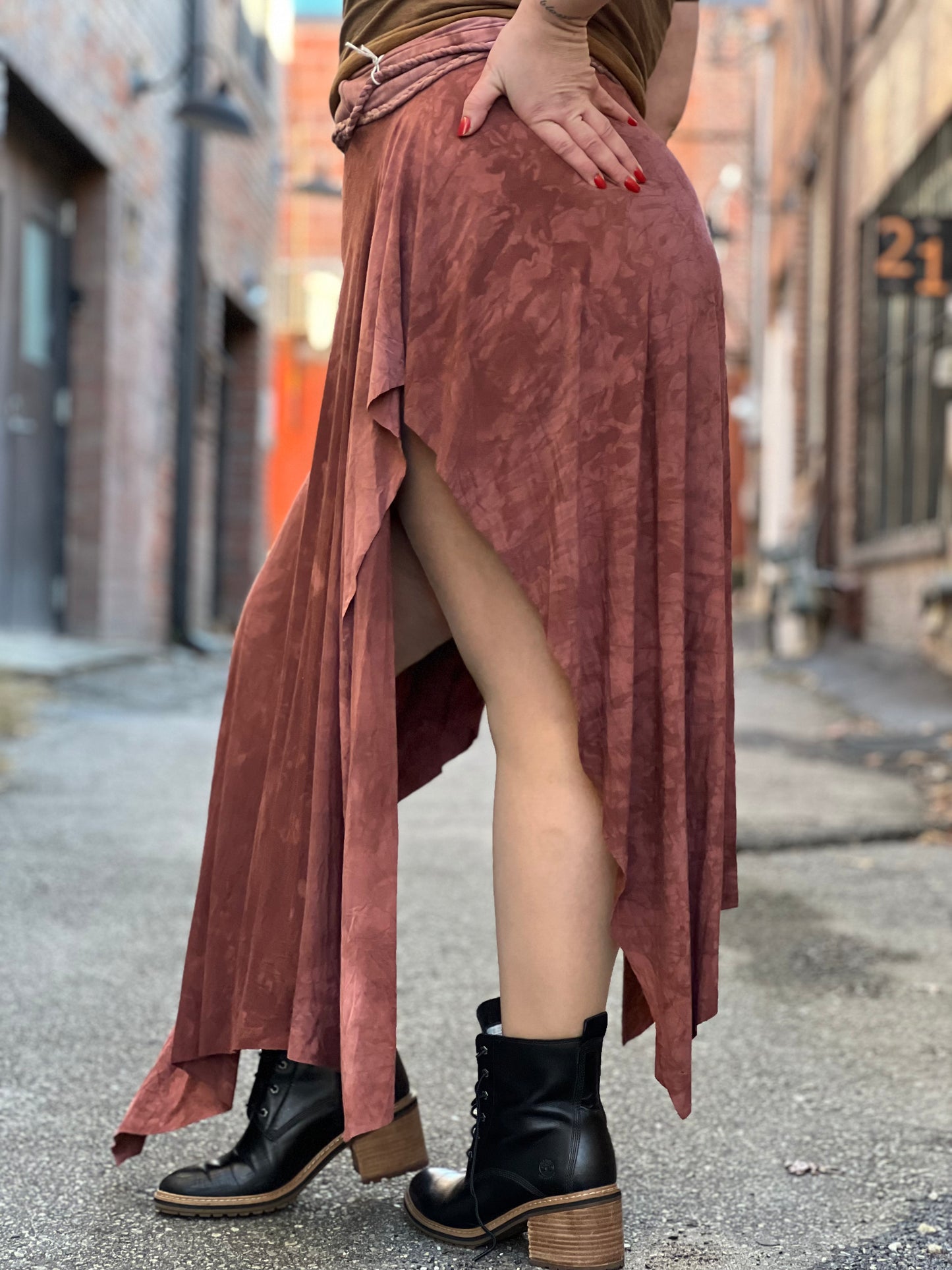 Deep Mauve Dyed Bamboo Maxi Skirt / Dress