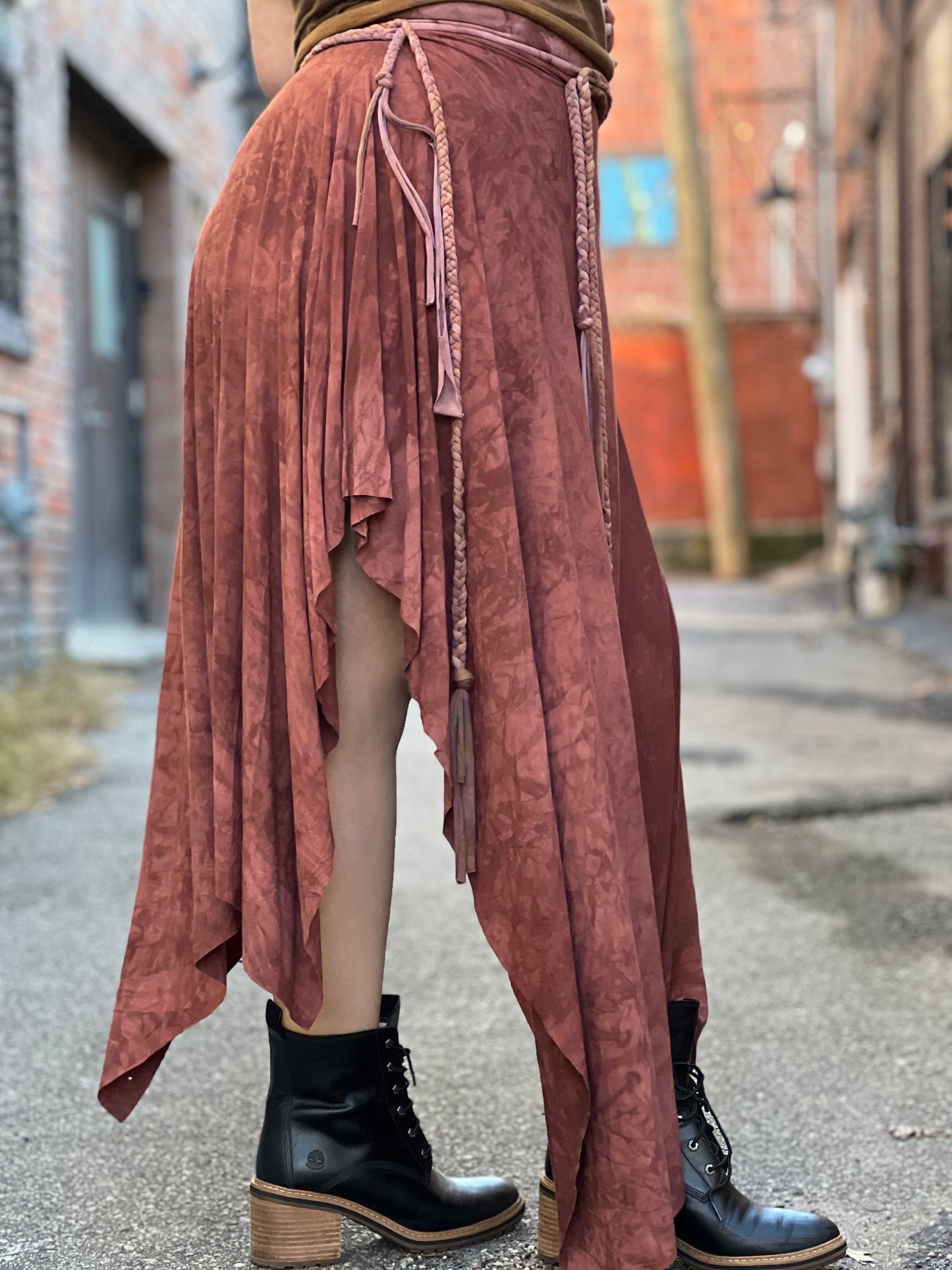 Deep Mauve Dyed Bamboo Maxi Skirt / Dress