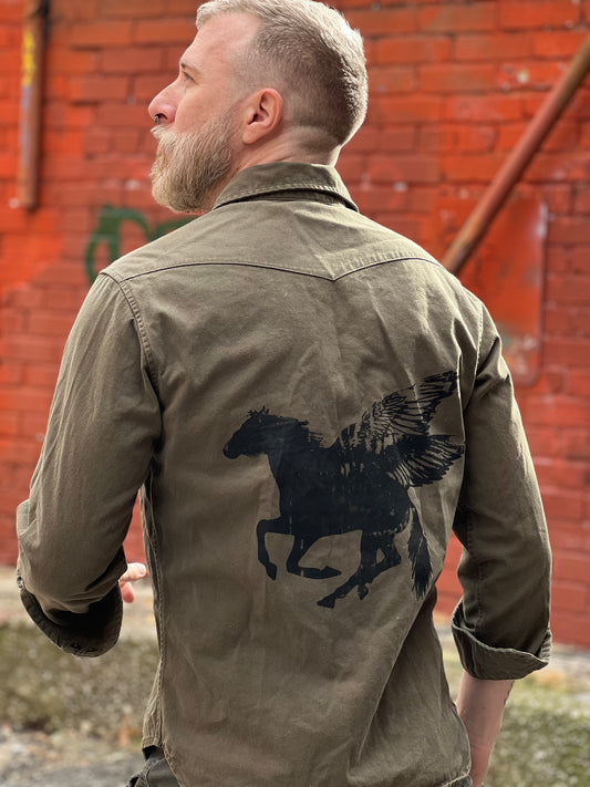 'Pegasus' Pine Green Button Down
