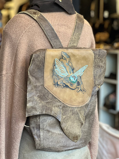 Faerie Frog Prince Tattooed Leather Backpack