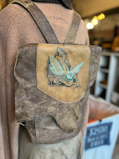Faerie Frog Prince Tattooed Leather Backpack