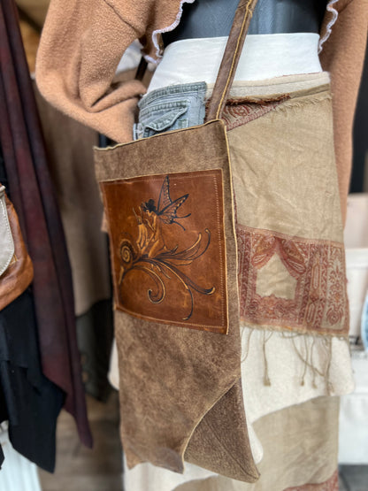Snail & Faerie Tattooed Leather Crossbody