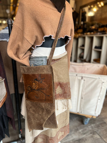 Snail & Faerie Tattooed Leather Crossbody