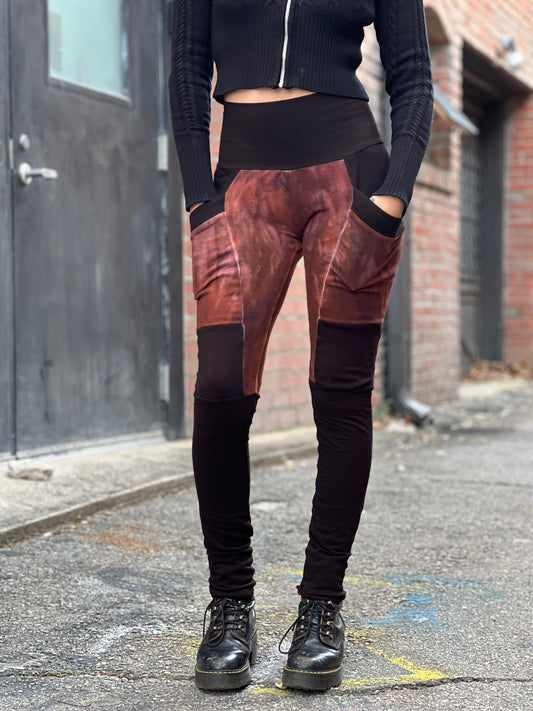 "Sepia Maroon' Bamboo Fleece Crossfox Leggings