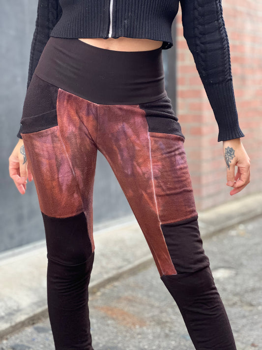 "Sepia Maroon' Bamboo Fleece Crossfox Leggings