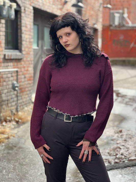 Burgundy Crop Sweater