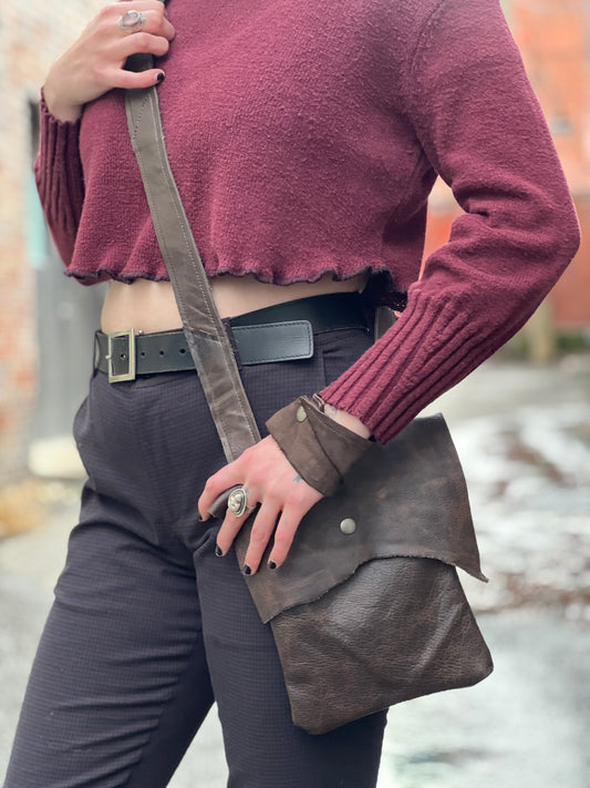 Dark Brown Leather Crossbody Bag