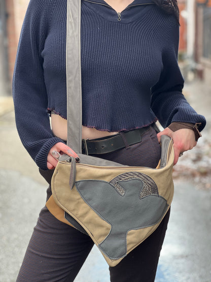 Grey Bird Leather Multi Pocket Bag