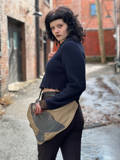 Grey Bird Leather Multi Pocket Bag