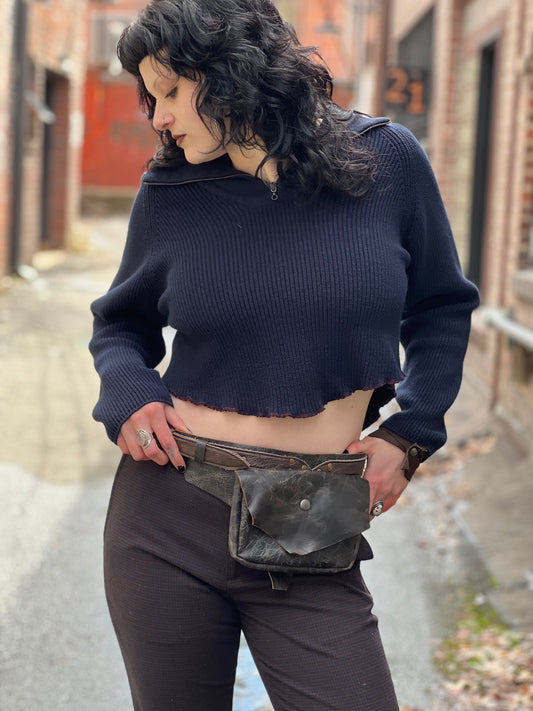 Dark Brown 2 Pocket Leather Utility Belt