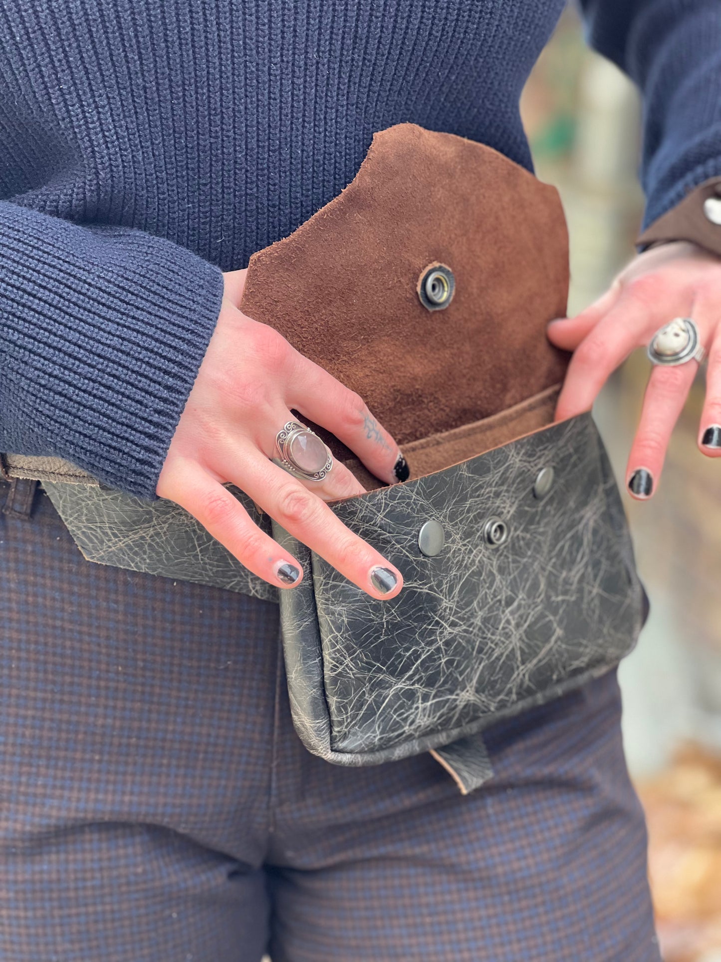 Dark Brown 2 Pocket Leather Utility Belt