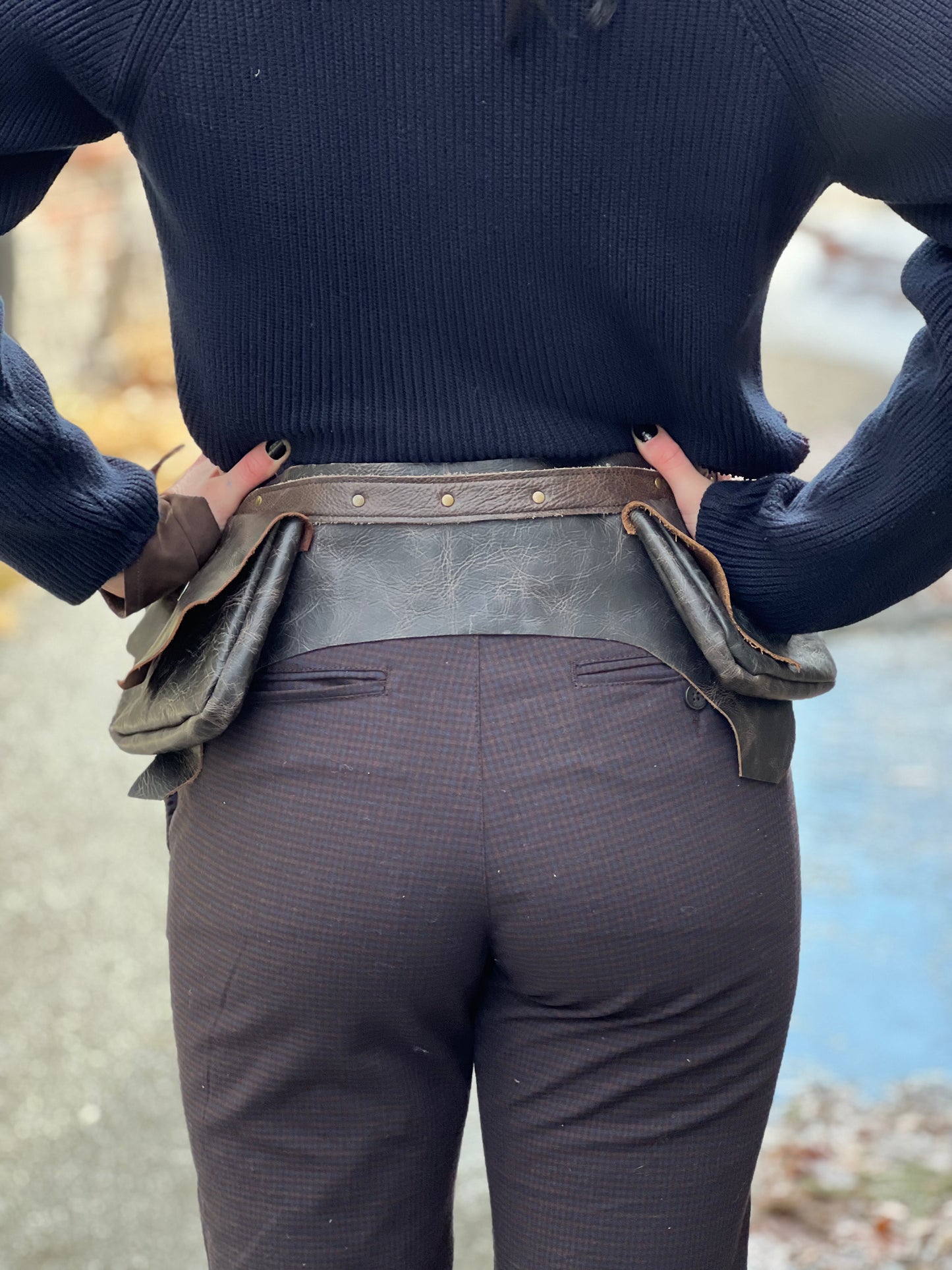 Dark Brown 2 Pocket Leather Utility Belt