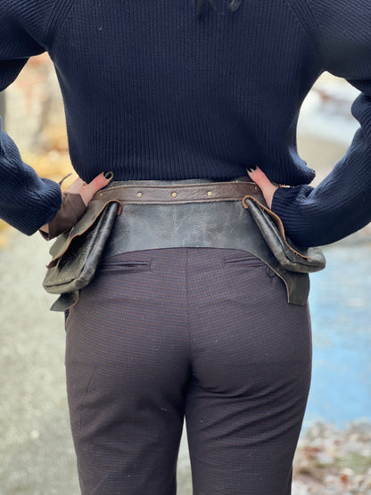 Dark Brown 2 Pocket Leather Utility Belt