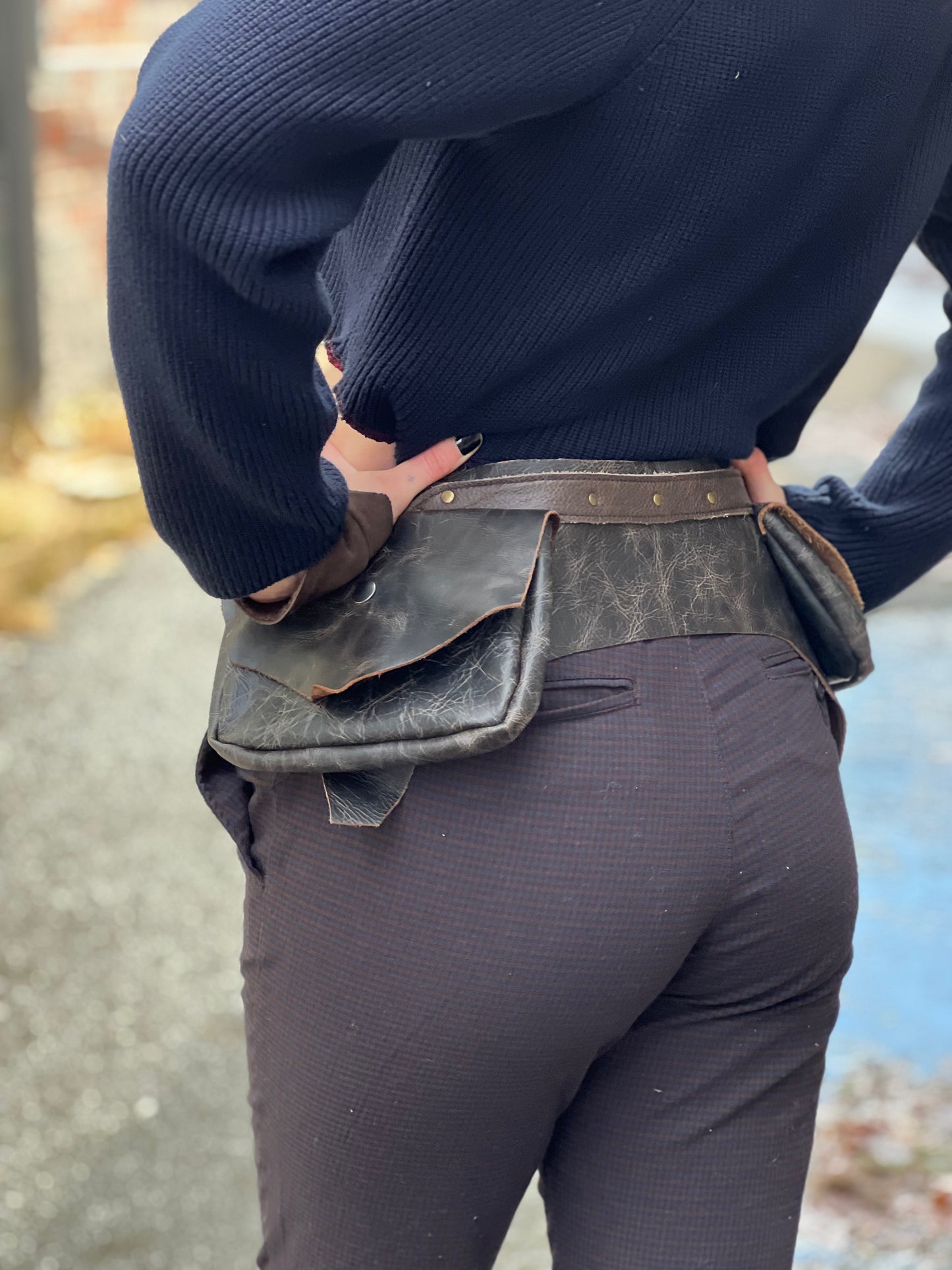 Dark Brown 2 Pocket Leather Utility Belt