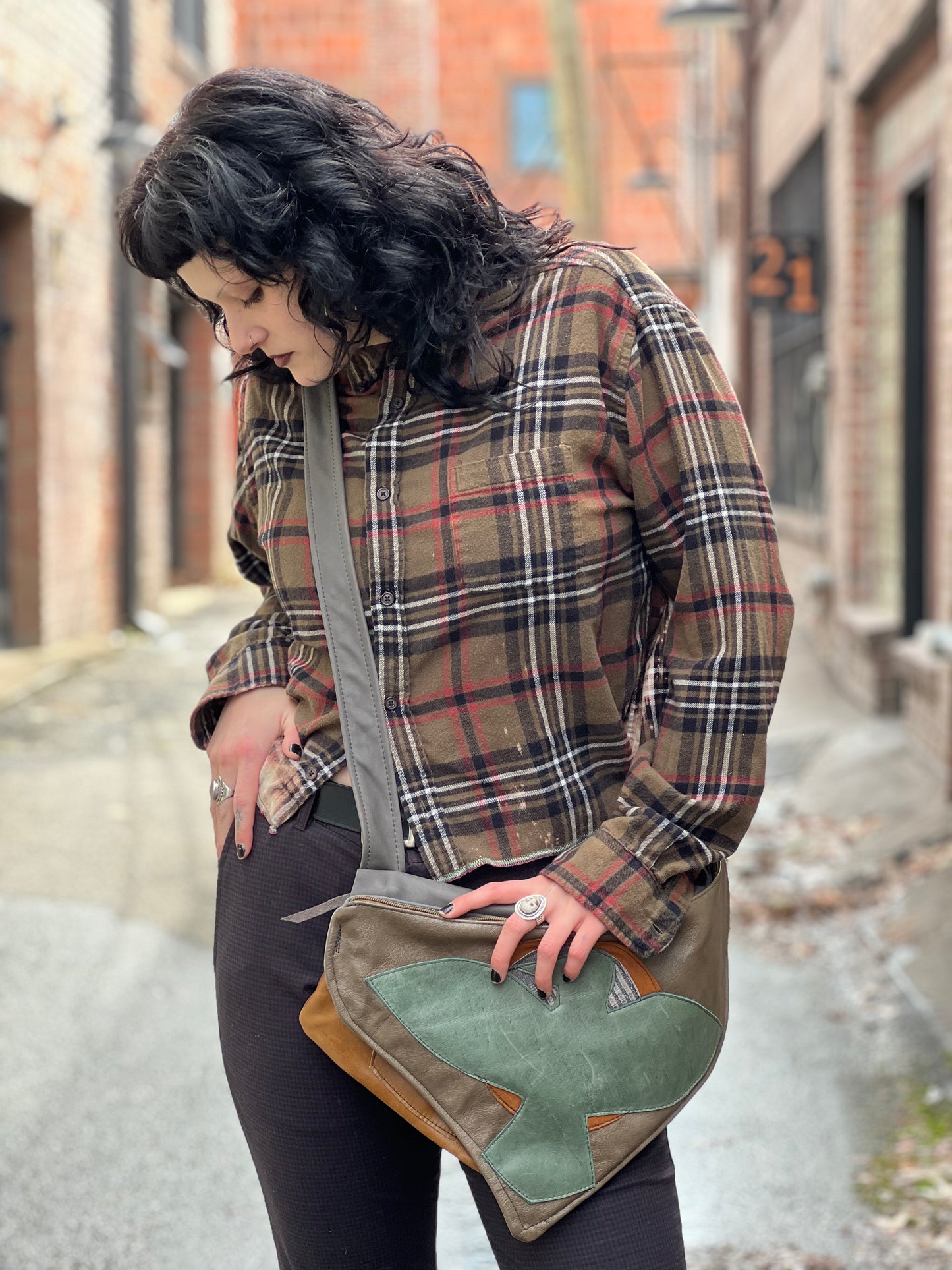 Blue Bird Leather Multi Pocket Bag