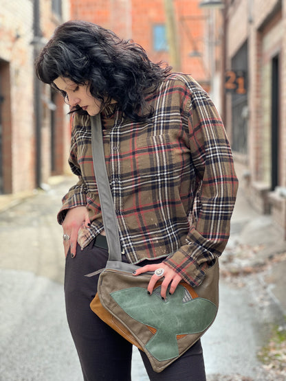 Blue Bird Leather Multi Pocket Bag