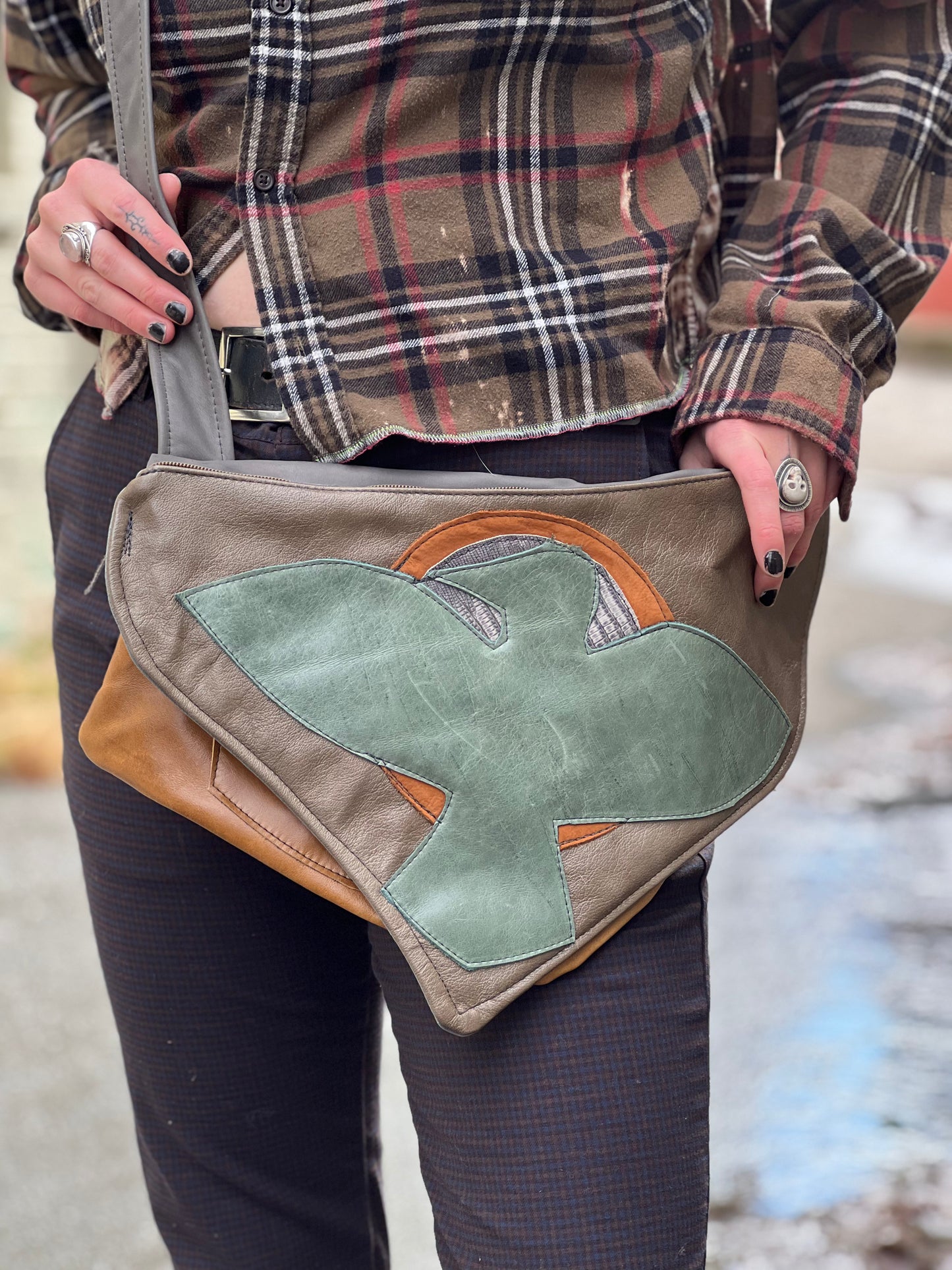 Blue Bird Leather Multi Pocket Bag