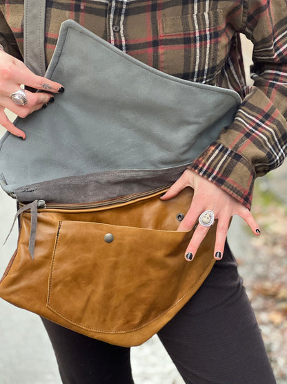 Blue Bird Leather Multi Pocket Bag
