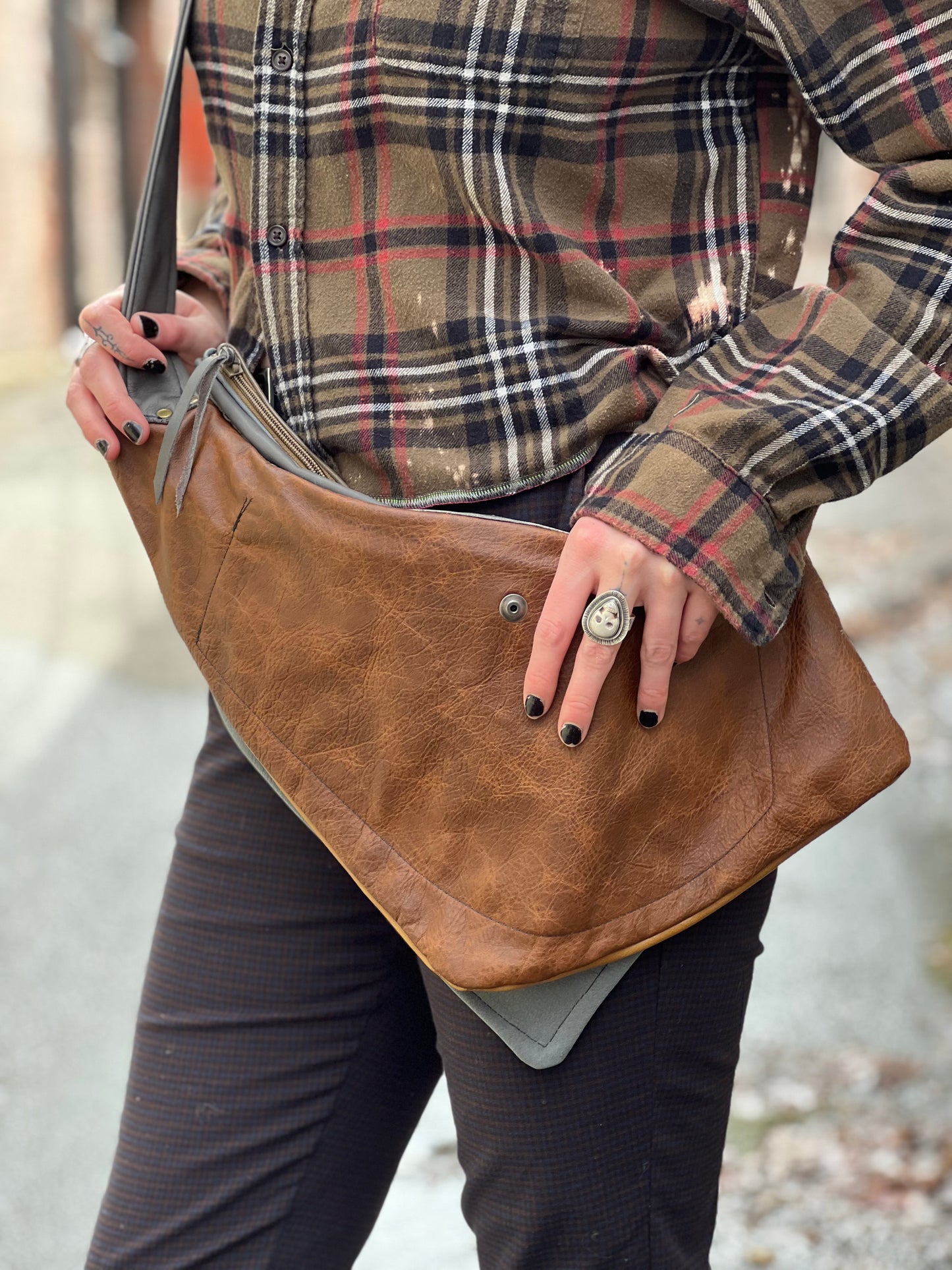 Blue Bird Leather Multi Pocket Bag