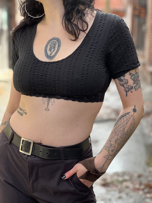 Black Mini Scoop Neck Top