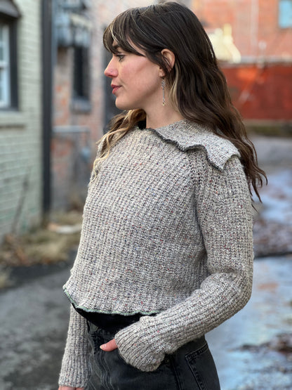 Grey Melange Crop Sweater