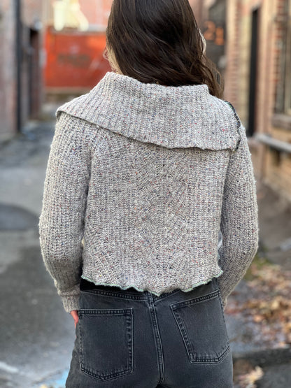 Grey Melange Crop Sweater