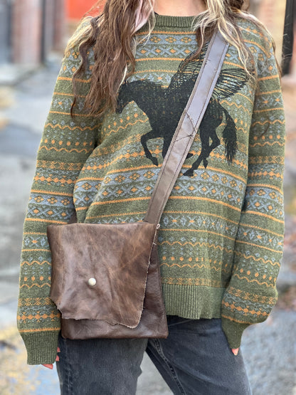 Dark Brown Leather Messenger Bag