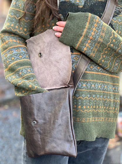 Dark Brown Leather Messenger Bag