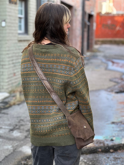 Dark Brown Leather Messenger Bag