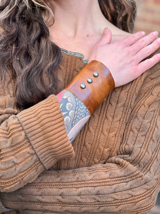 Studded Sienna Leather Cuff