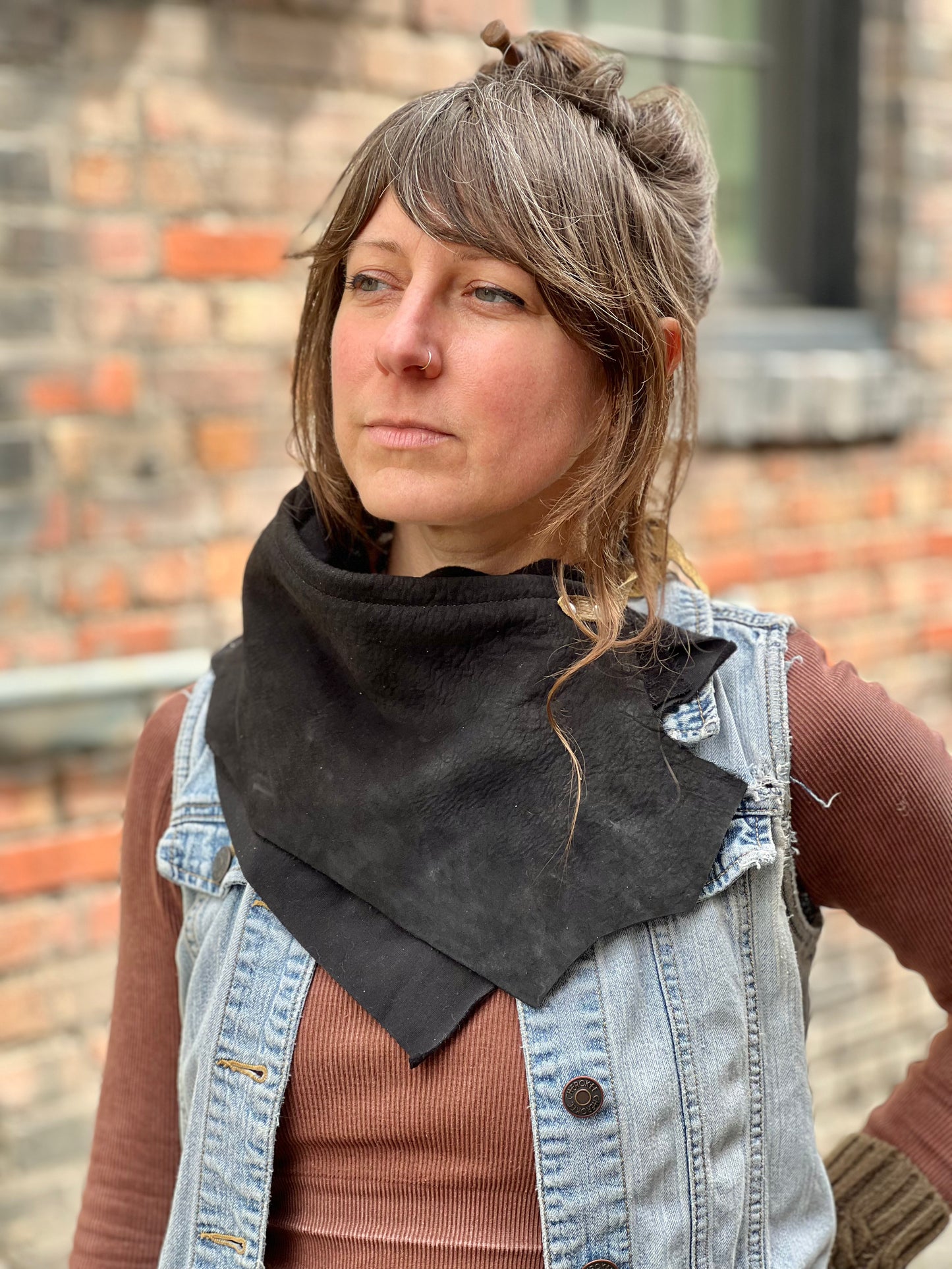 Black Leather Kerchief