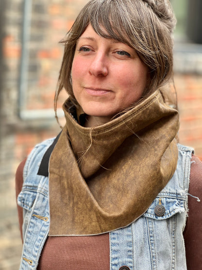 Brown Leather Kerchief (Snap Closure)