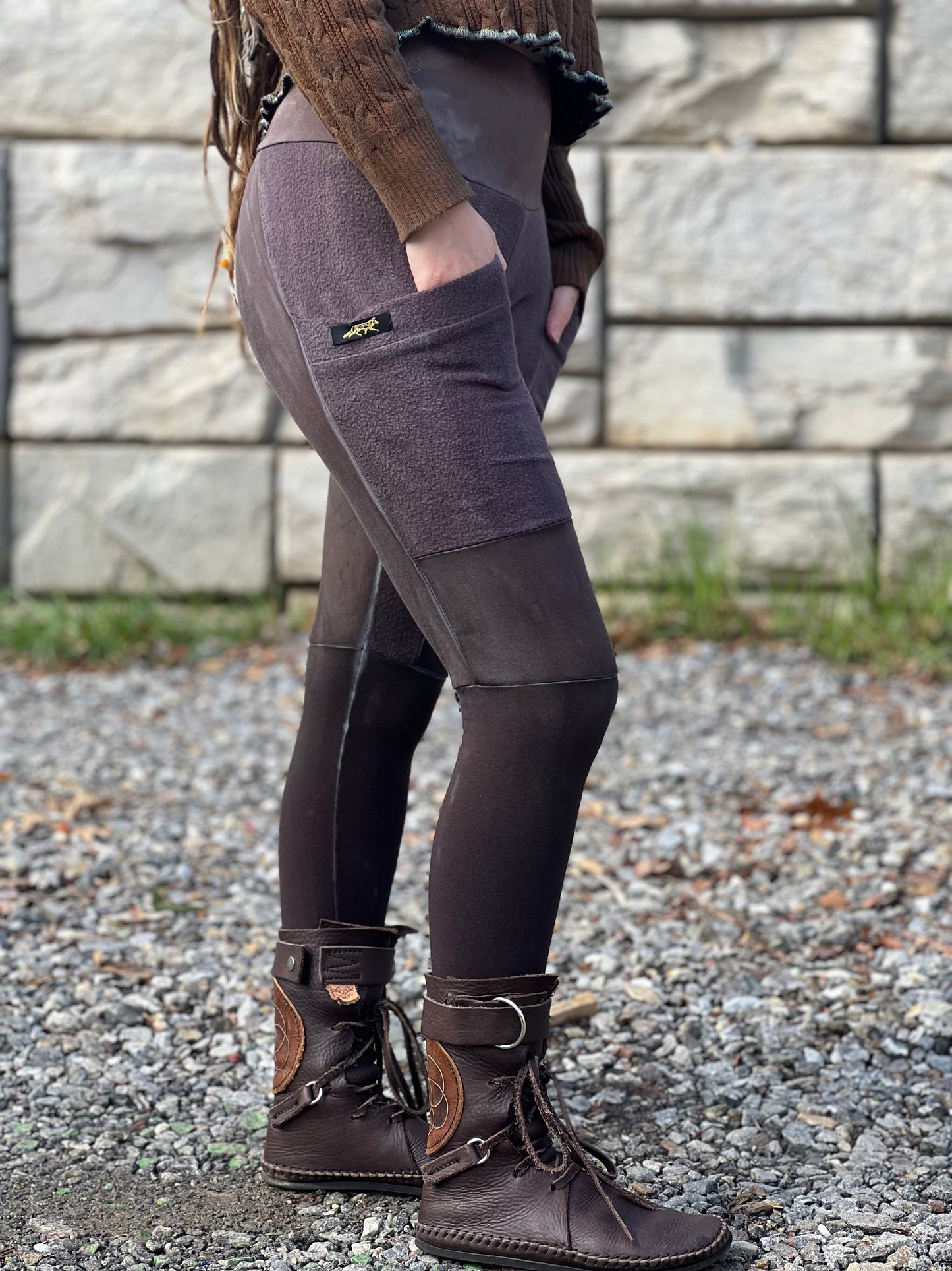 "Grey Ombre" Bamboo Fleece Crossfox Leggings