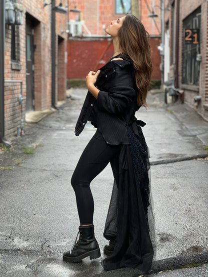 Black Dark Fantasy Duster Coat