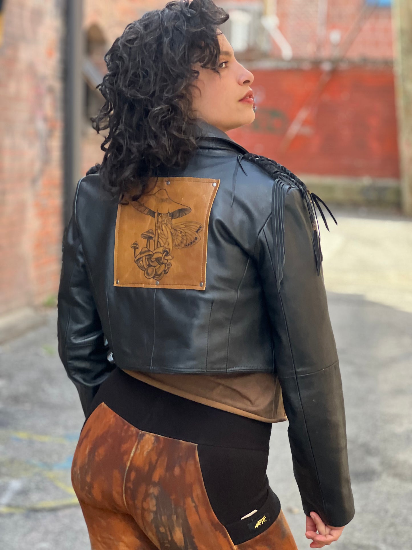 Bolero Moto Jacket w/ Tatooed Mushroom Patch