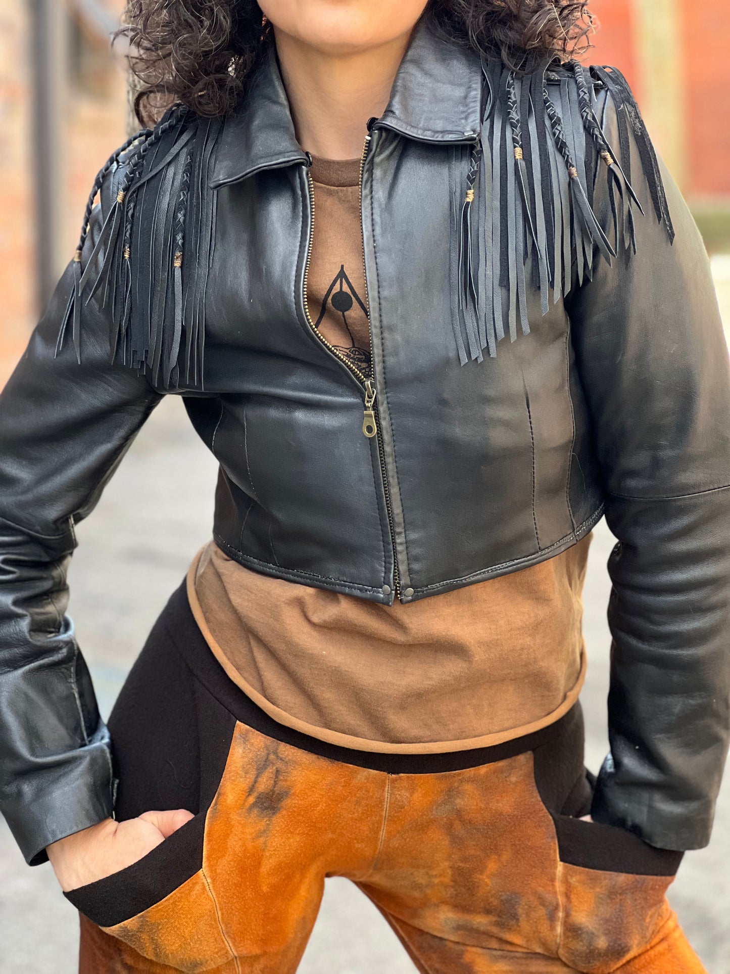 Bolero Moto Jacket w/ Tatooed Mushroom Patch