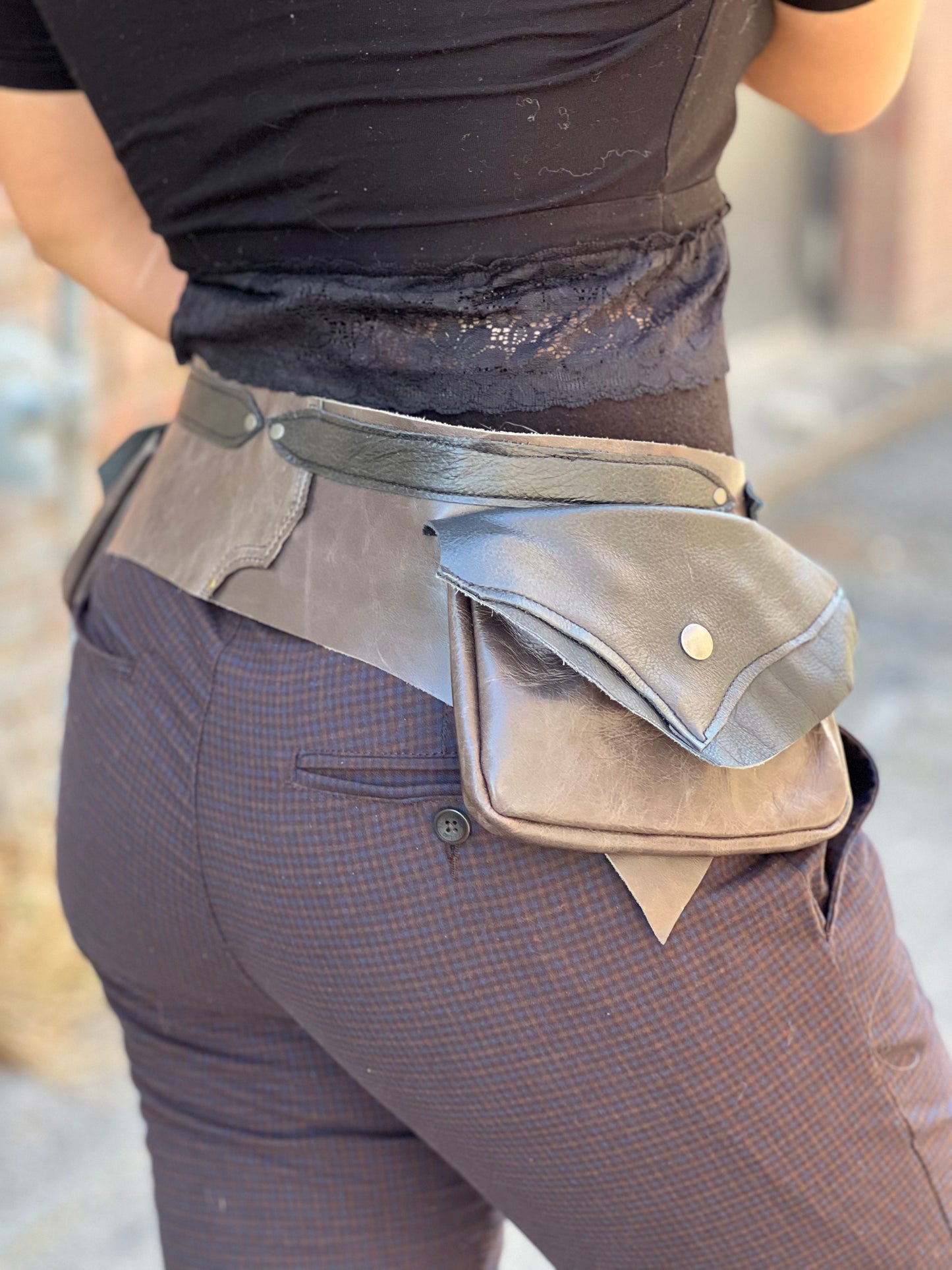 Dark Brown & Black 2 Pocket Belt